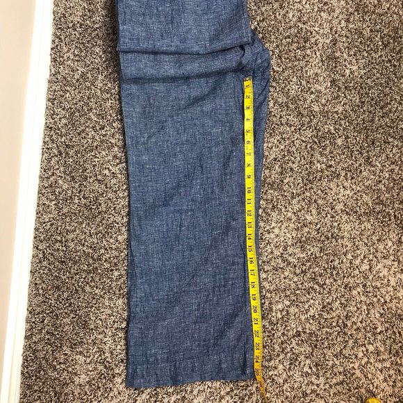 Sigrid Olsen Blue Wide Leg Lagenlook 100% Linen Cropped pants - Picture 8 of 8